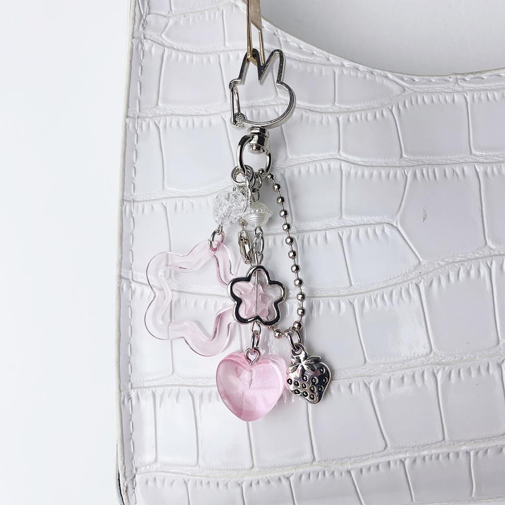 Handmade Five Pointed Star Keychain Durable Acrylic Alloy Bag Charm Accessory Lightweight Portable Keyring Decor