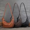 Johnature Genuine Leather Moon Bag Casual Solid Color Commuting Large Capacity Soft Cowhide Women's Shoulder Bags