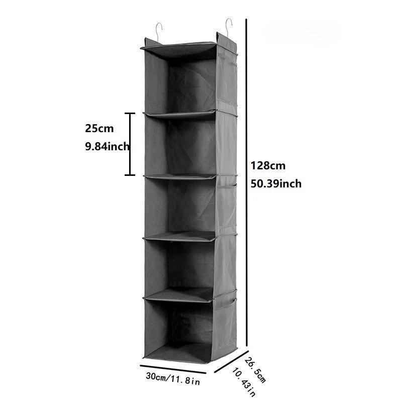 1pcs Non-woven Foldable Hanging Storage Bag with Metal Hooks Dust-proof Multi-layer Wardrobe Organizer for Clothes