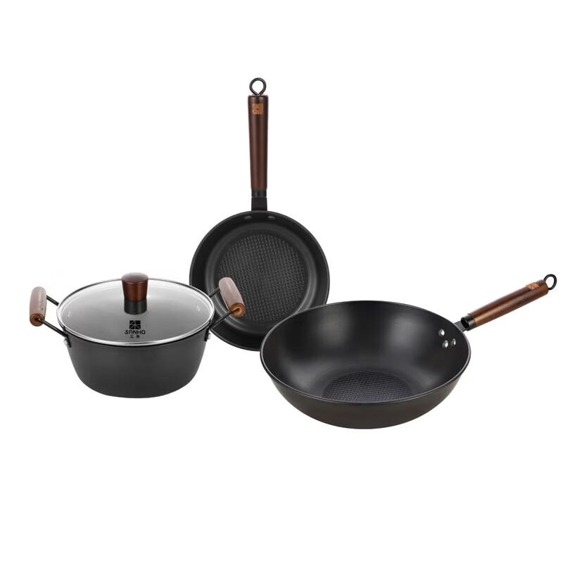 Sanhe Nitriding Hammered Iron Wok Set