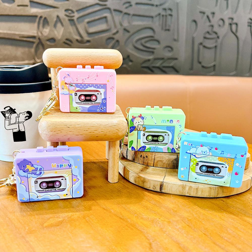 Mini Retro Recorder Keychain Creative Cartoon Tape-shaped Schoolbag Pendant