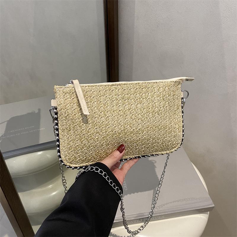 Envelope bag women's bag 2025 new casual retro chain small square bag fashionable shoulder bag woven messenger bag