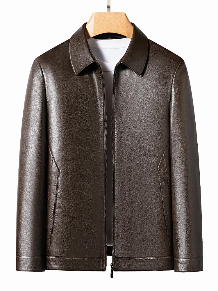 Yinuoboni High-end Men's Eco-Leather Lapel Jacket, Various Thickness Options - Style 2335