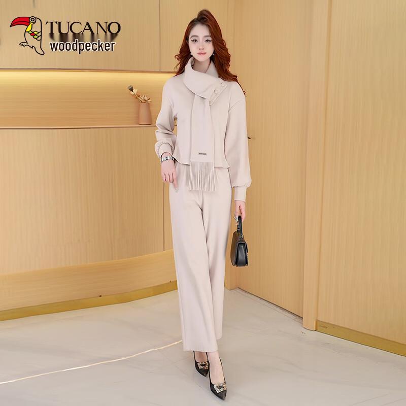 

Women s Elegant Three-Piece Outfit with Long-Sleeve Top, Scarf & Skirt 3XL