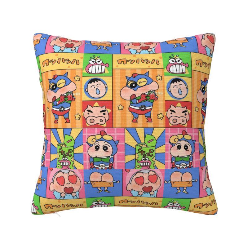 Подушка с принтом Шин-чан и мультяшными рисунками, 40x40 см, Аниме Манга, Роскошная наволочка, Квадратная наволочка 30cmx30cm