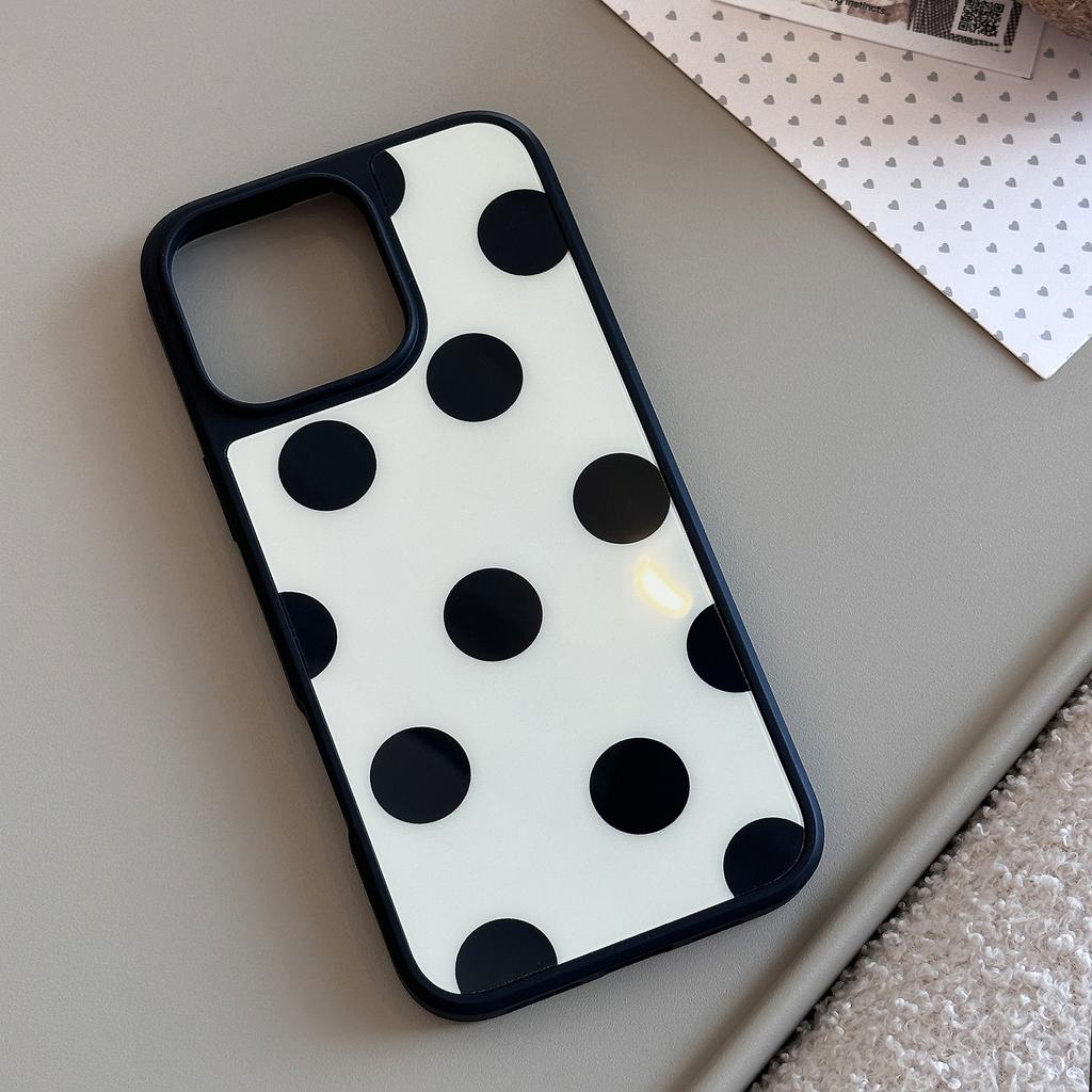 Simple Polka Dots Suitable for Apple 15 Promax Mobile Phone Case Iphone16 Dopamine 12 Acrylic 13 Anti Fall 14