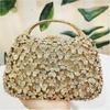 Bolso de Mano de Noche de Cristal para Mujer Bolso Dorado con Asa Superior Bolsos Dorados Bolso de Mano con Pedrería para Boda Bolso para Teléfono Móvil Blanco Verde AzulClutch
