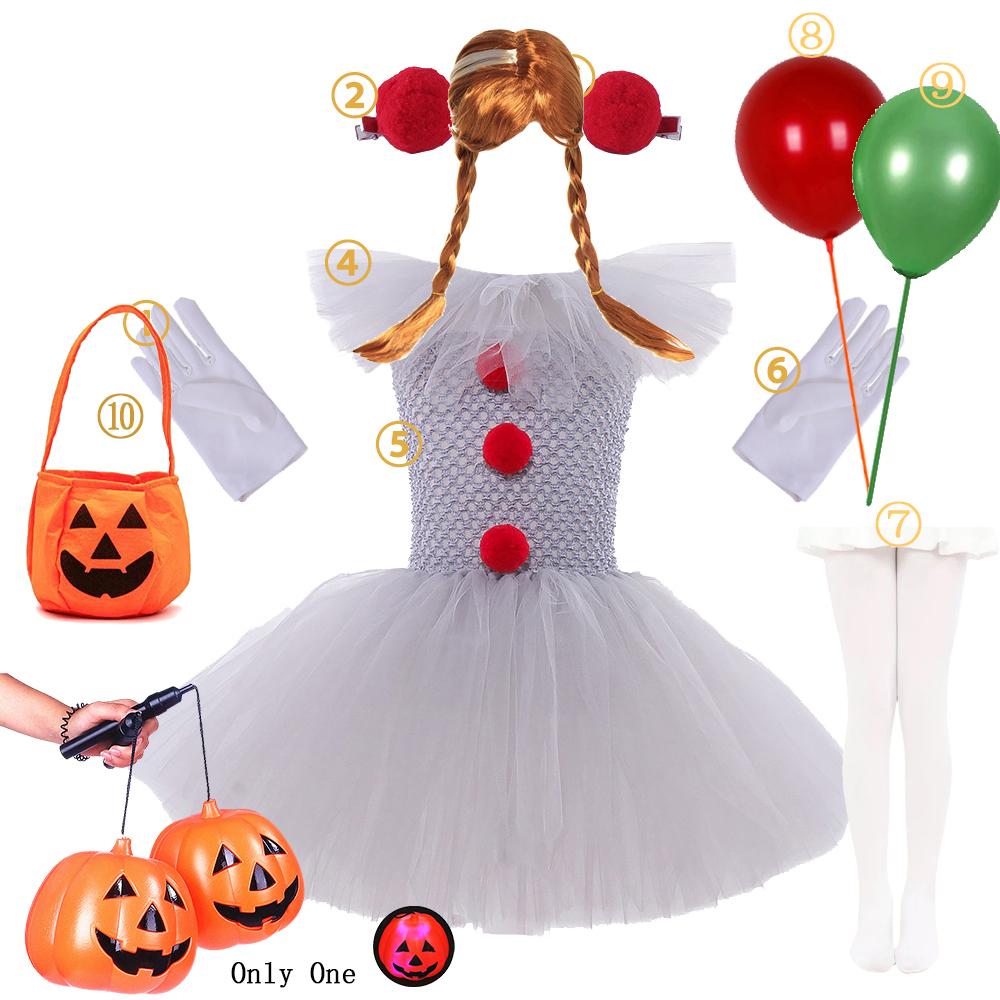 Halloween Clownjurk Kinderen Horrorfilm Cosplay Kostuum Set voor Meisjes Carnavalsfeest Feest Verkleedkleding Clowns 3-10 Jaar 10-12T (Size 160cm) gray