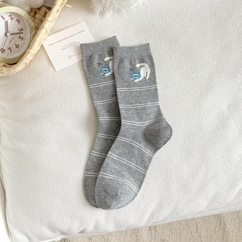 Funny Socks Animals Cartoon Dog Print Japanese Kawaii Cute Socks Women Korean Style Casual Harajuku Streetwear Middle Tube Socks