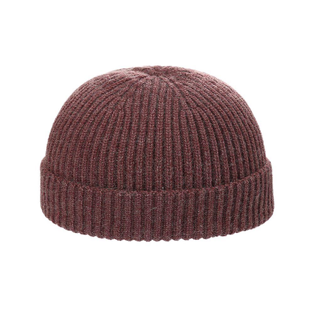 Bonnet Hat Solid Color Women Skullcap Knitted Brimless Hat Korean Style Beanie Hats Men Docker Cap