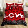 Valentine's Day Rose Duvet Cover Set Romantic Couple Theme Bedding Set 3D Rose Comforter Cover Set Love Bedspread Twin King Size