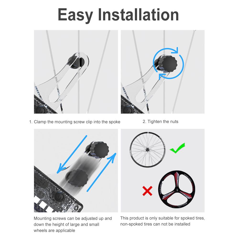 1-5Pcs Bike Wheel Light Solar/USB Rechargeable Bicycle Spoke Light Waterproof Smart Sensing Bike Warning Light Bicycle Accessory