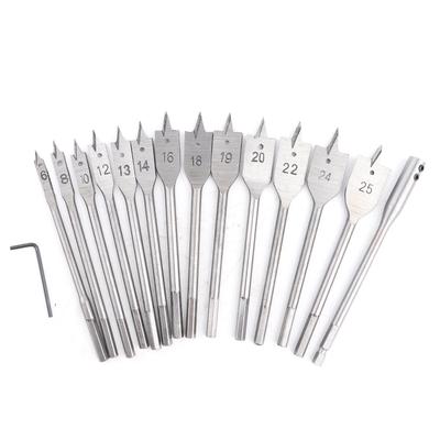 15 Stück Kohlenstoffstahl Sechskantschaft Spaten Flachholzbohrer Set 6?25mm für Holzbohr-Elektrowerkzeuge