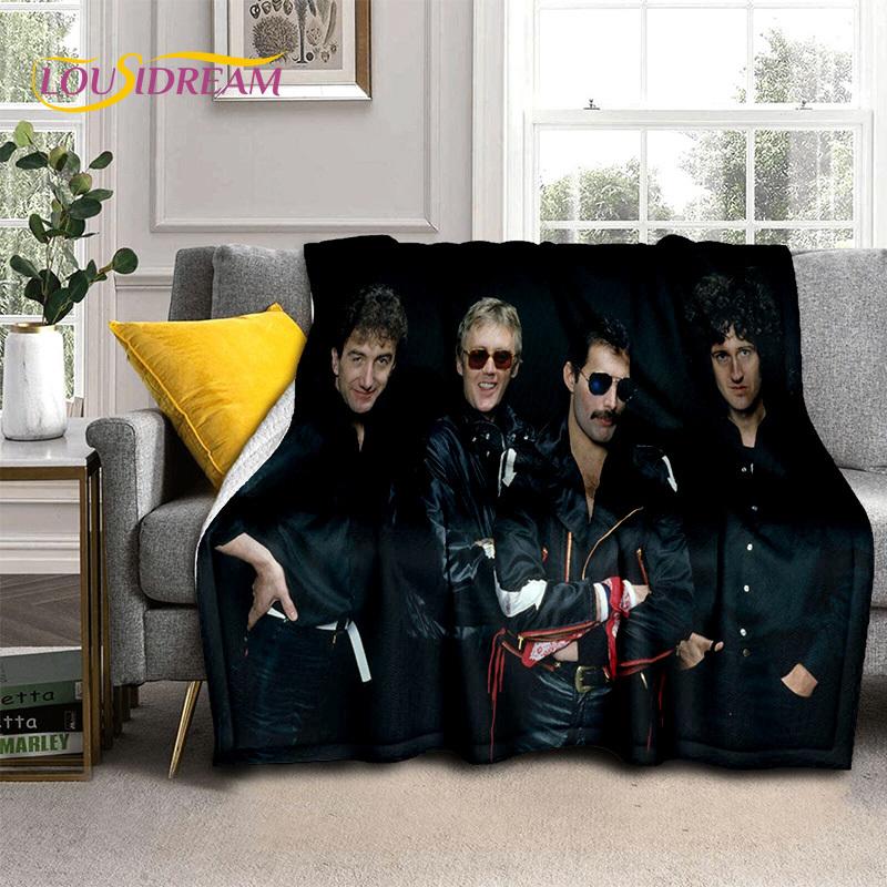 Queen-Rock-Band 3D Freddie Mercury Blanket,Soft Throw Blanket for Home Bedroom Bed Sofa Picnic Travel Office Cover Blanket Kids