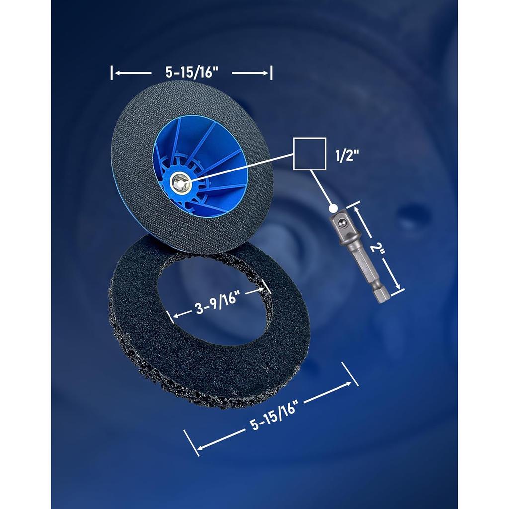 Professional Wheel Hub Kit - 6-Inch Silicon Carbide Disc with Cordless Drill Adapter - Hub Cleaner European & Caravans - Tire Change & Cleaning