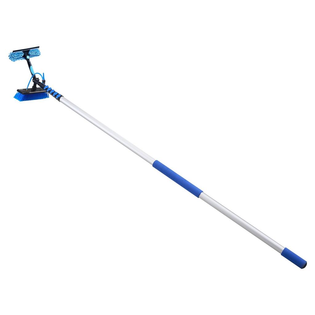 Solar Panel Cleaning Kit, 12.03 m, Water Fed Pole Kit with Cleaning Brush, Soap Dispenser, Extendable Aluminum Telescopic Pole, 180° Rotatable Brush