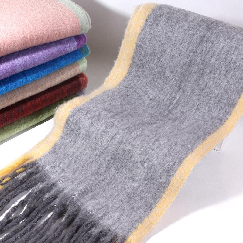 Korean Stylish Graduated Color Women Mohair Scarf Winter Thick Warm Tassel Muffler Female Versatile Imitation Cashmere Scarves
