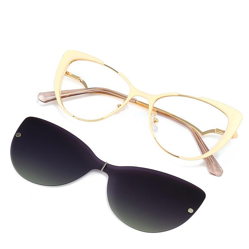 Cat Eye Flip on Sunglasses Women Anti Blue Light Magnetic Clip Fashion Computer Eyeglasses 7006