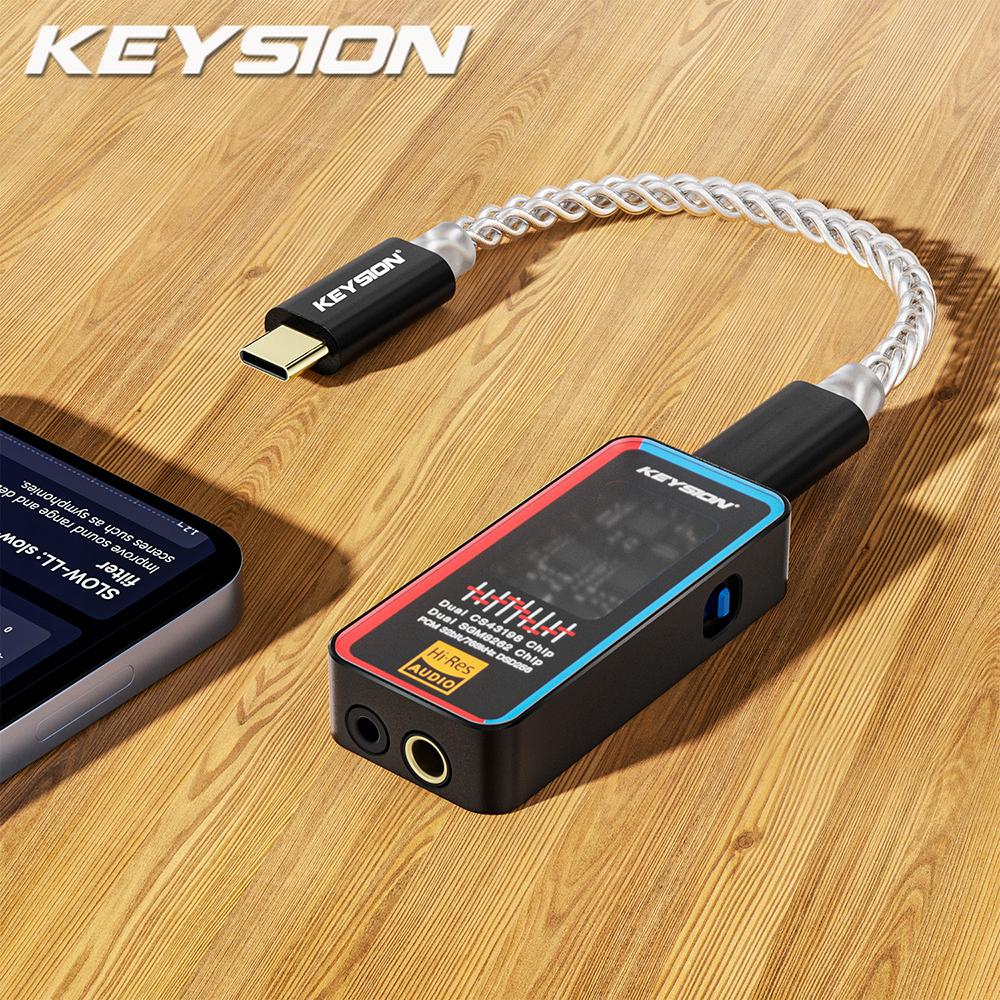 

KEYSION Портативный ЦАП для наушников USB Type-C HIFI, чип декодирования Daul CS43198, операционный усилитель SGM8262X2, 768 кГц DSD256, выход 3,5/4,4 мм, аудиоусилитель