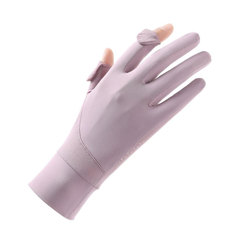 Womens UV Protection Driving Gloves With Flip Cover Breathable Nylon Mesh Anti-Slip Touchscreen Compatible