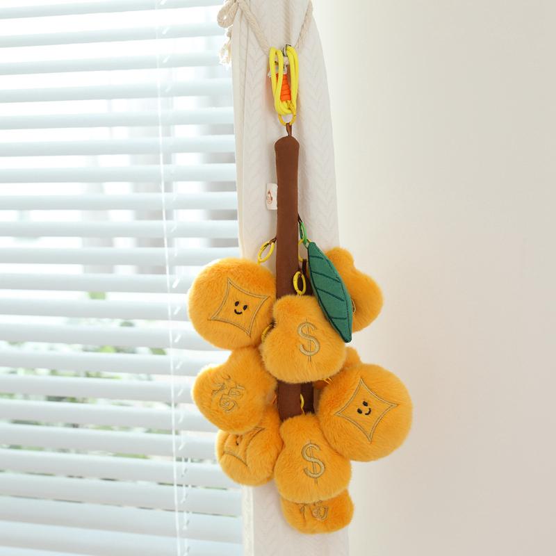 Kawaii Fruits Strings Plush Toy Detachable Soft Grape Litchi Tomato Gold Coin Pendant Toys Creative Curtain Hangging Party Decor