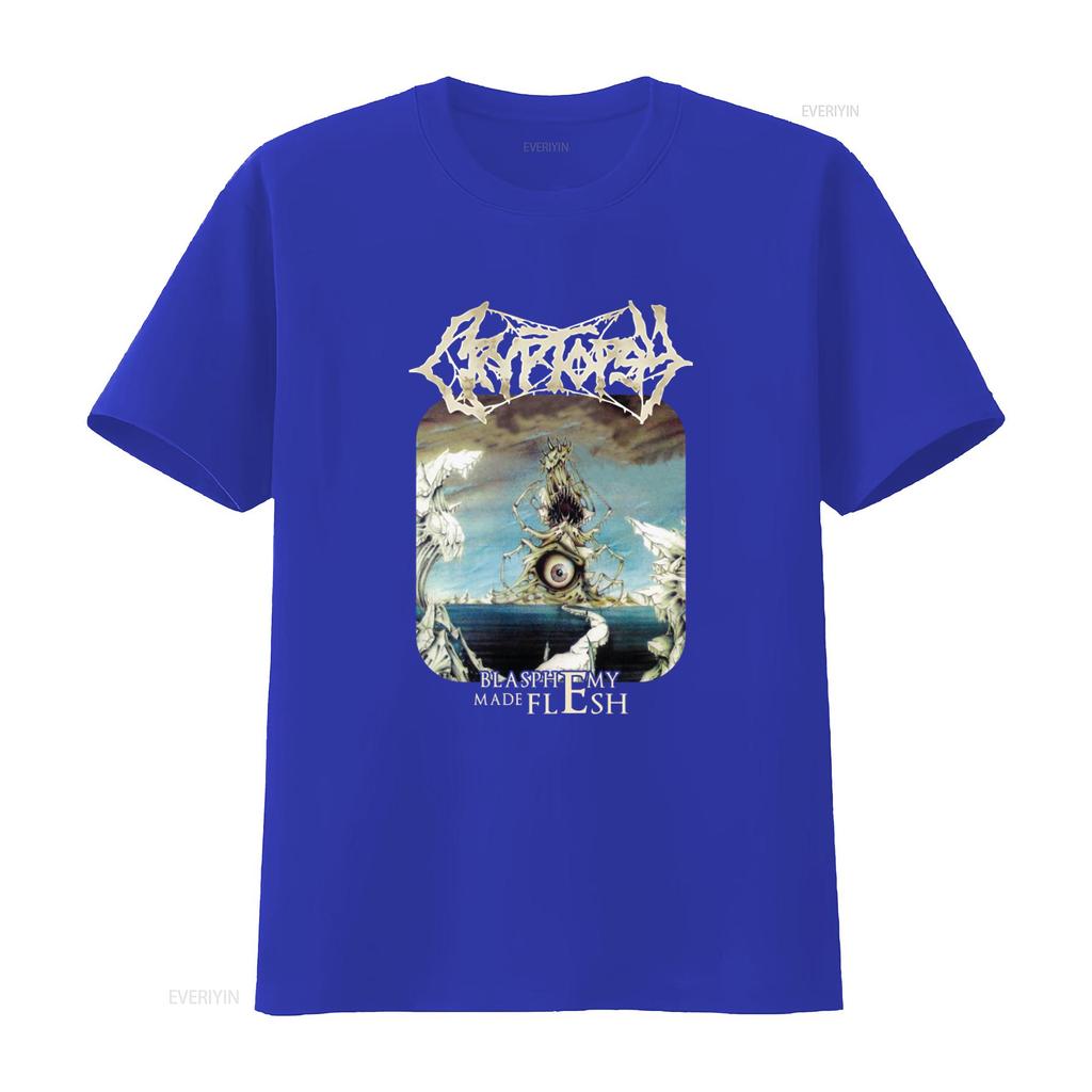 CRYPTOPSY Blasphemy Made Flesh T Shirt Heavy Metal Band Art Print vintage Washed Stylish Breathable Comfortable Soft Slightly