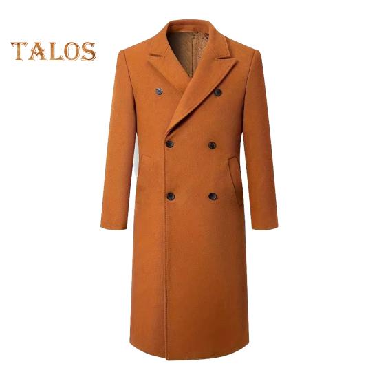 

Чоловіча вітровка Костюм з коміром з довгим рукавом Двобортне потовщене вовняне пальто Однотонний дизайн з кишенями Верхній одяг середньої довжини M верблюд