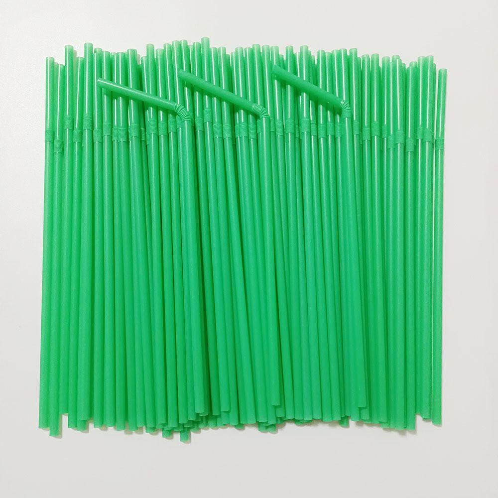 Food Grade Colored Flexible Plastic Drinking Straws For Juice And Milk Tea 100 Pack