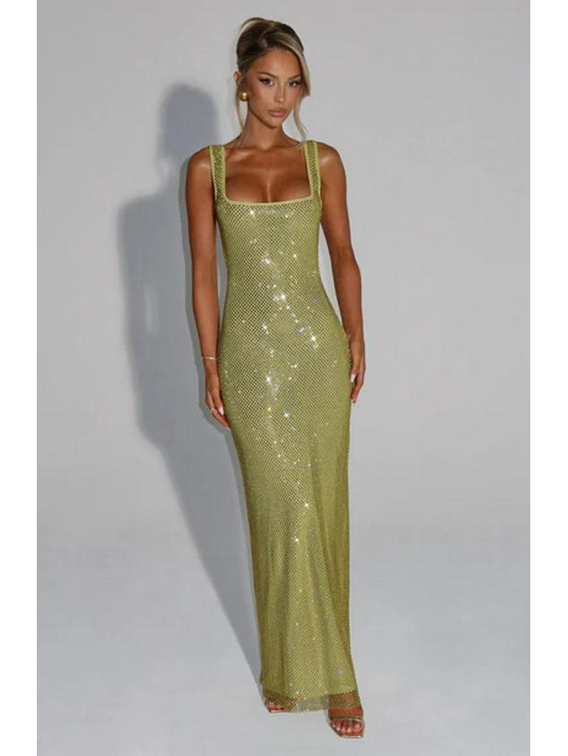 2026 European & American Summer Backless Sequin Evening Gown with Spaghetti Straps