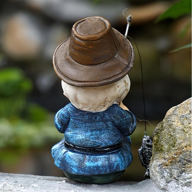 1 pezzo Statuetta Gnomo da Pesca - Resistente, Resistente alle Intemperie per Giardino Esterno, Perfetta per Paesaggistica Creativa del Cortile