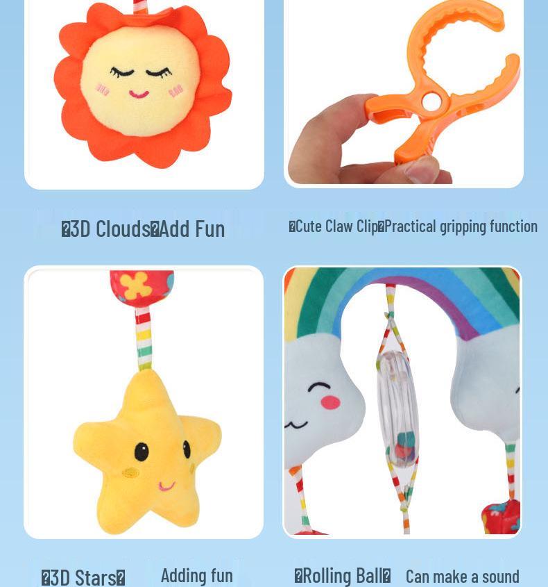Beijiali Rainbow Stroller Pendant Wind Chime - Educational Newborn Baby Toy (0-1 Year)