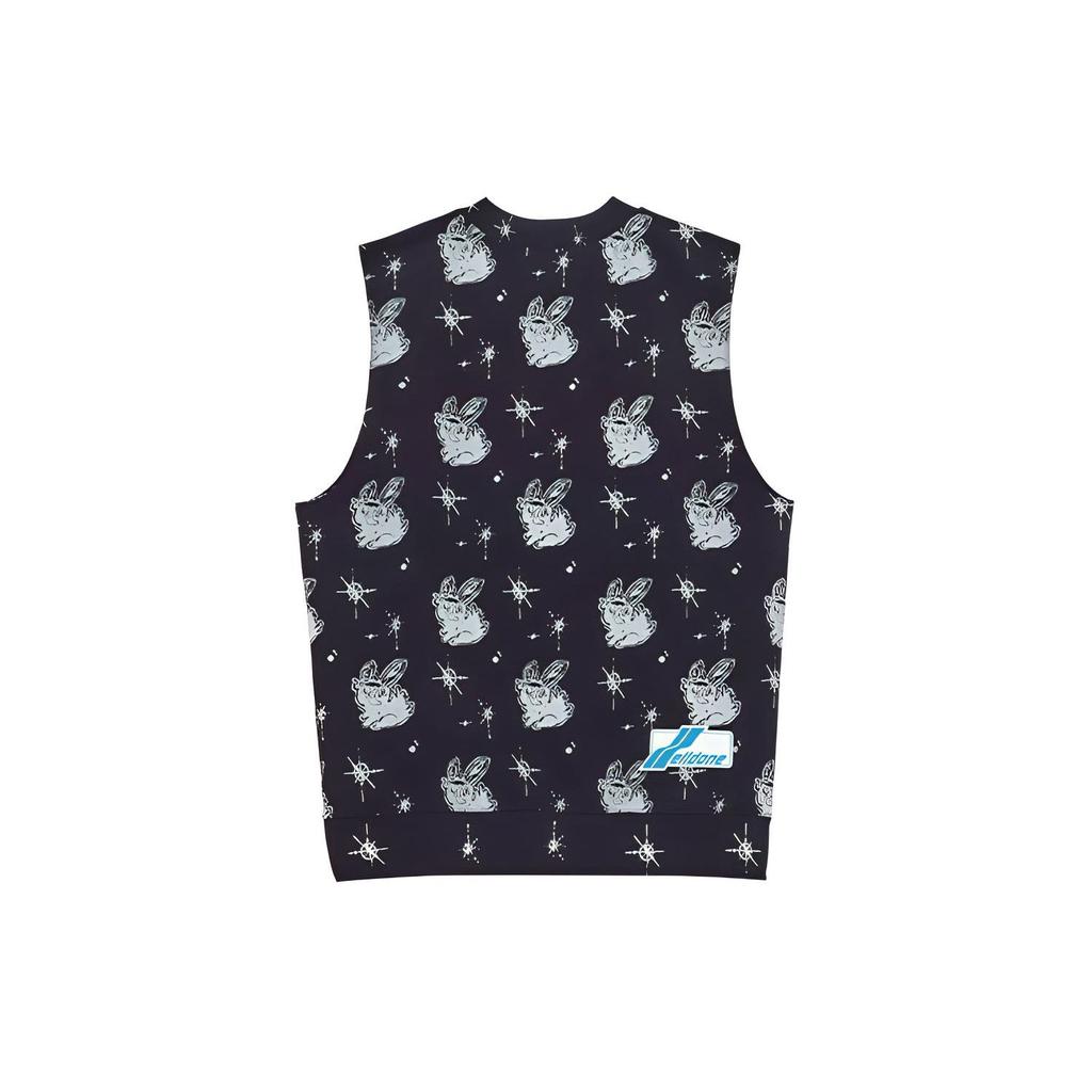 We11done Rabbit Print Round Neck Vest Unisex Tops WD-TV1-22-559-U-BK