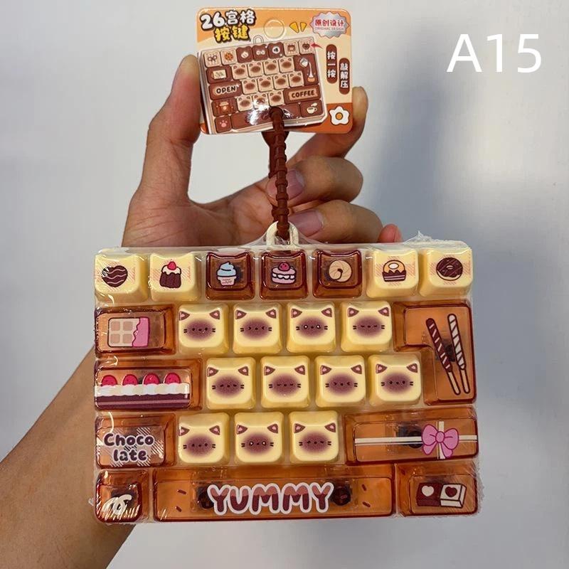 Mini Keyboard Keychain 26 Grids Creative Sea View Pendant Funny Decor for Key Ring Children's Day Gift