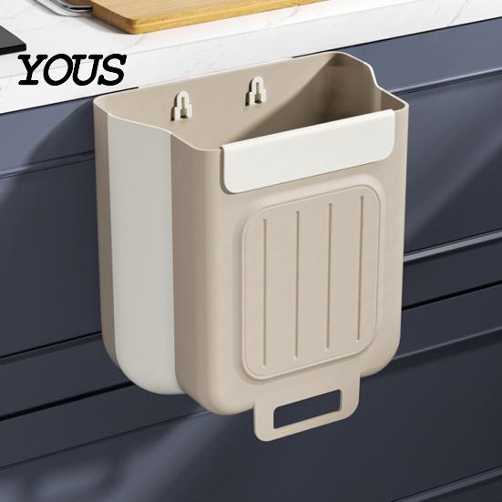 Wall Mounted Kitchen Bin Cabinet Trash Bin, Compact Hanging Garbage Can, Foldable Over The Door Space Saving Container for Bathroom Office And