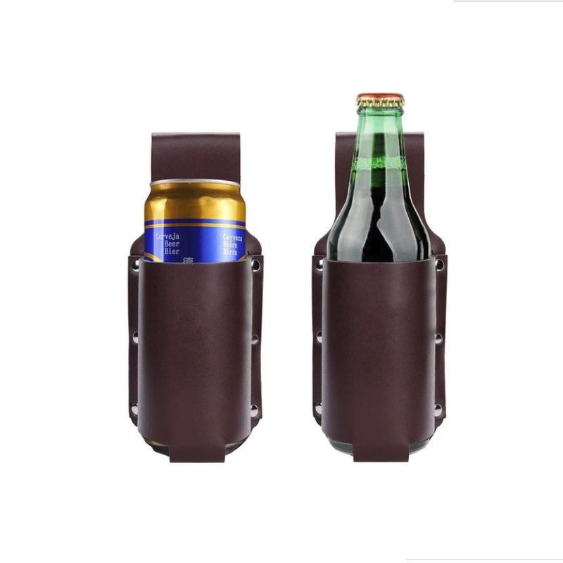 In-Stock Leather Waist Beer Bottle Holder for Outdoors, Fits 600ml and 350ml Bottles