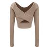 Yoga clothes women's 1011 spring new sports outdoor fitness mesh cross beautiful back long sleeve fitness clothes top