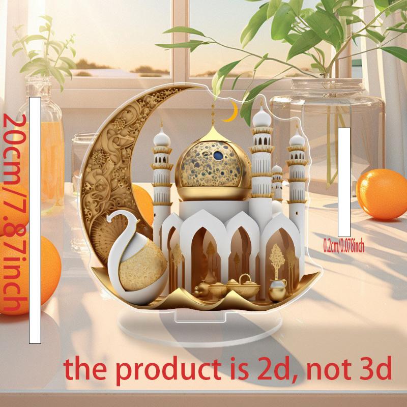 2D Acrylic Moon Craft Decoration For Ramadan Castle Church Architecture Lslamic Decoration Muslim Family Gathering Table Gifts