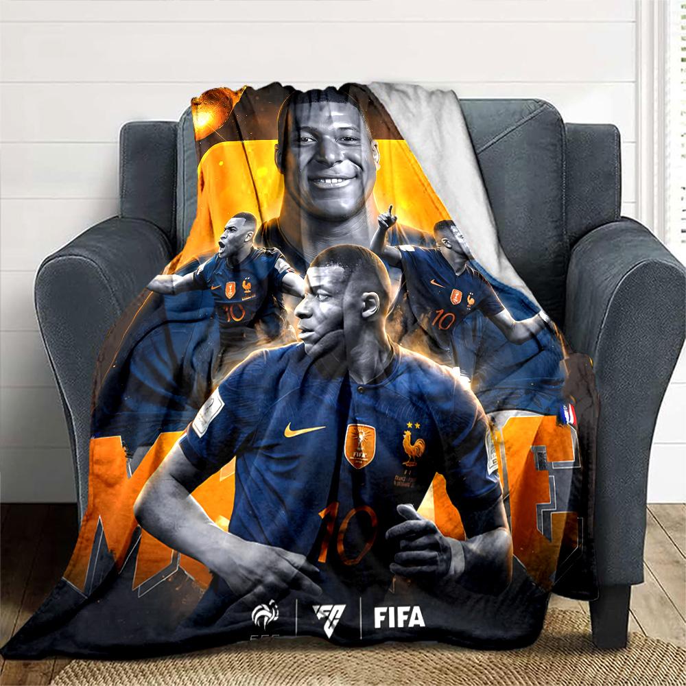 Mbappe's Dynamic Celebration Blanket Soft & Cozy Suitable for Chair Livingroom Bedding Four Seasons Multipurpose Warmthful Decor