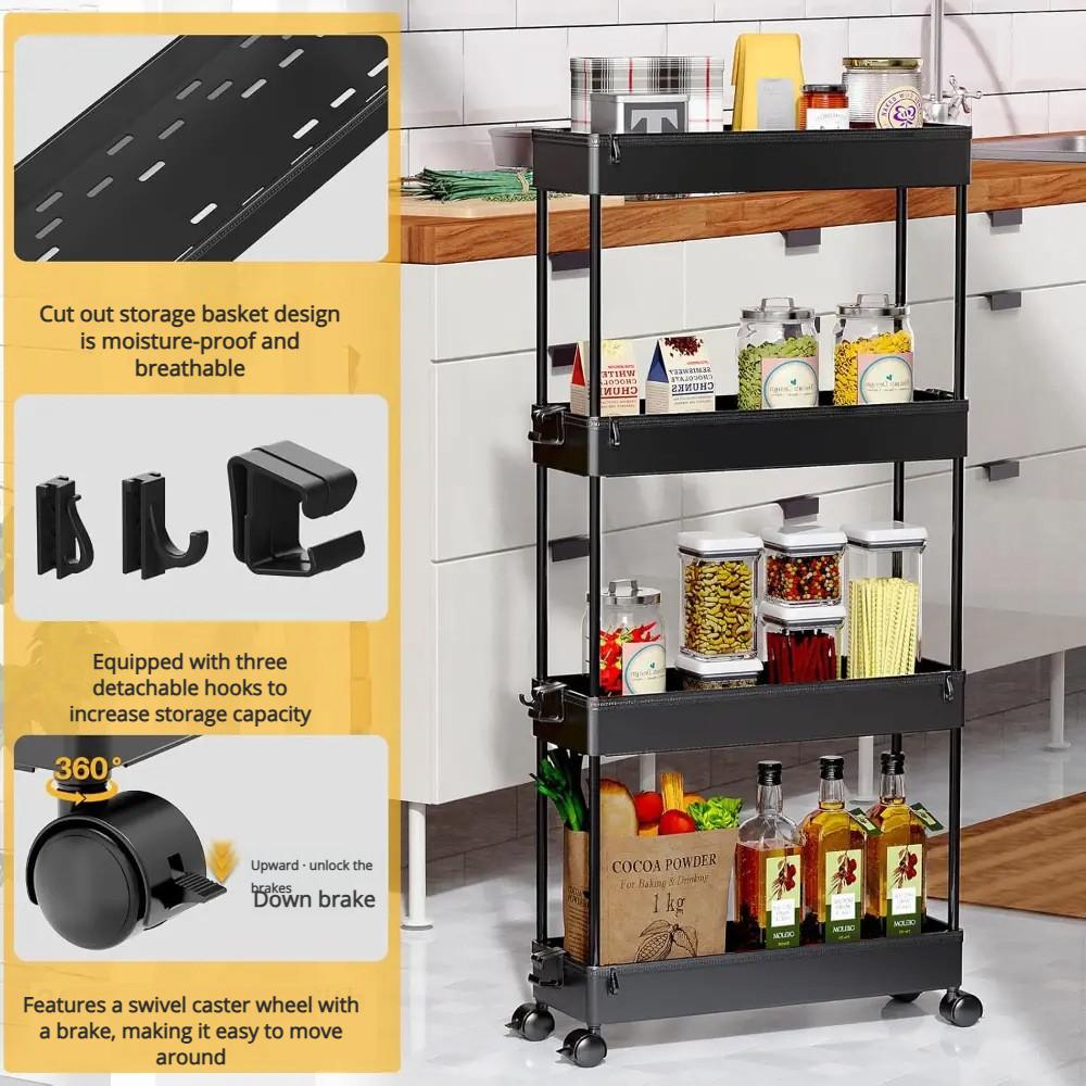 Household goods department store floor storage trolley universal wheel mobile rack kitchen bathroom multi-layer storage rack