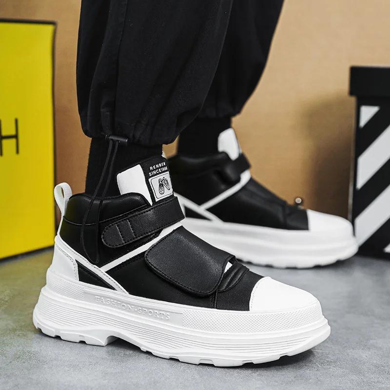 Fashion Black High Top Chunky Sneakers Men Streetwear Platform Lightweight Mens Trainers Casual Designer Shoes Male Sneakers