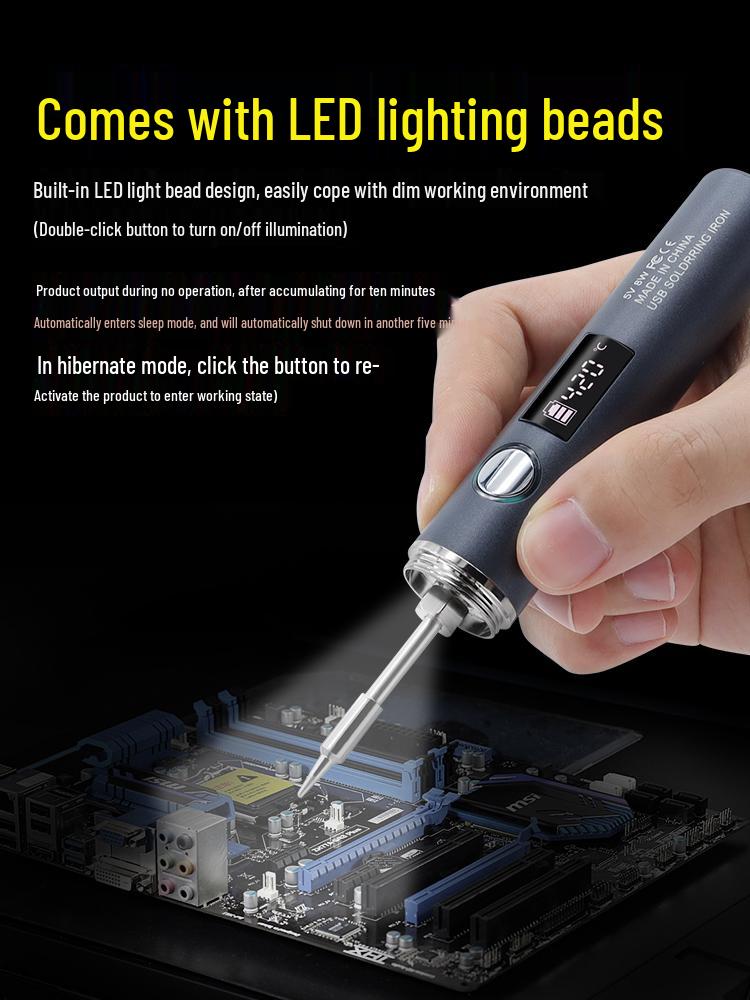 Mini Intelligenter Temperaturkontrollierter Typ-C Lötkolben mit Fünf Geschwindigkeitsstufen
