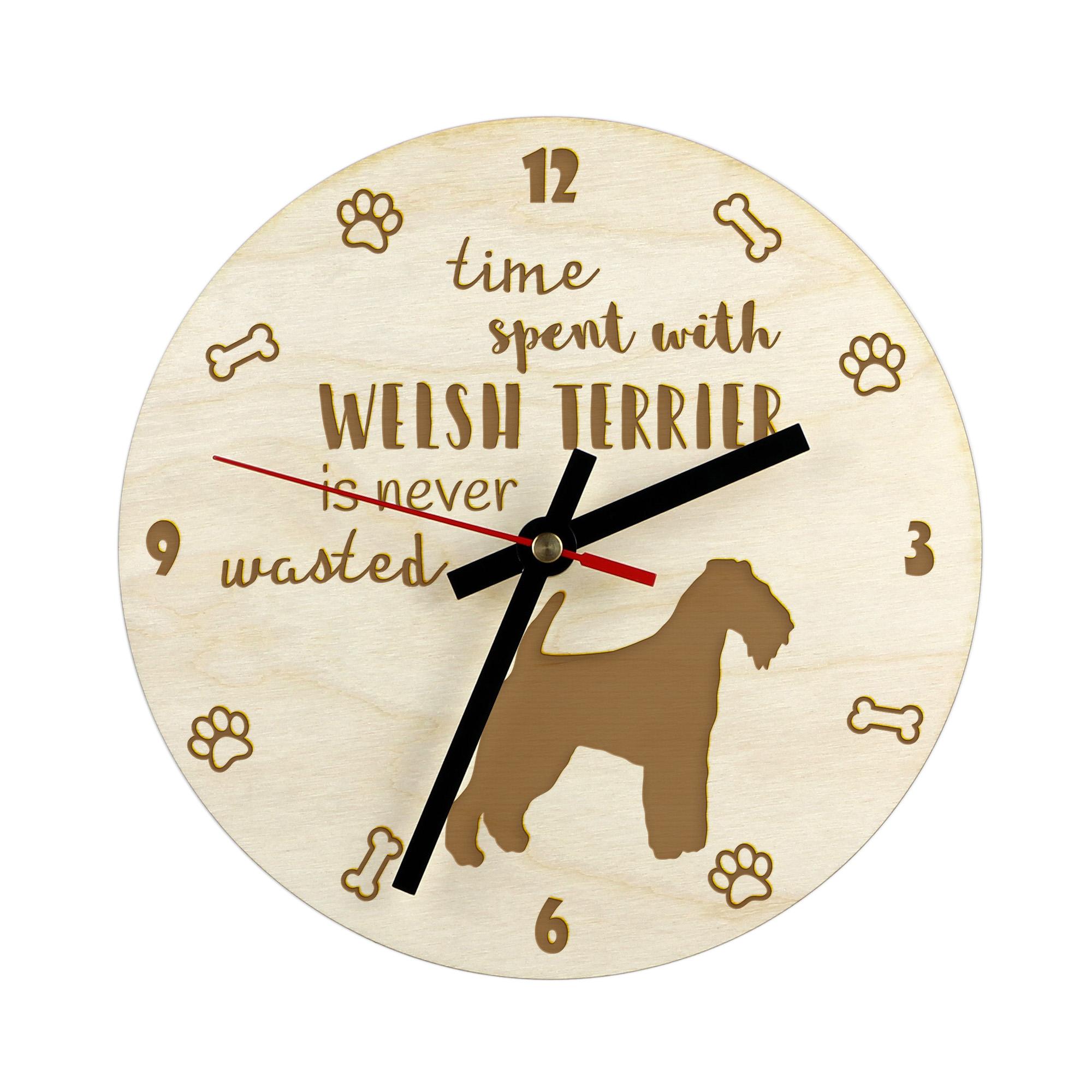 

Welsh Terrier, Welshie, Daeargi Cymreig - clock with dog, wooden clock with engraving, personalised clock by Art-Dog