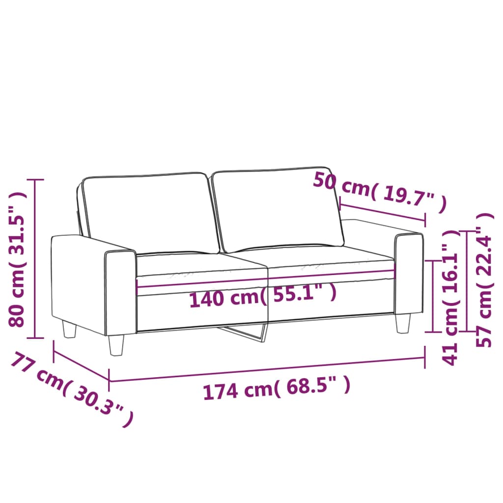 Vidaxl 2-Seater Sofa, Light Yellow, 140 Cm, Upholstered In Fabric