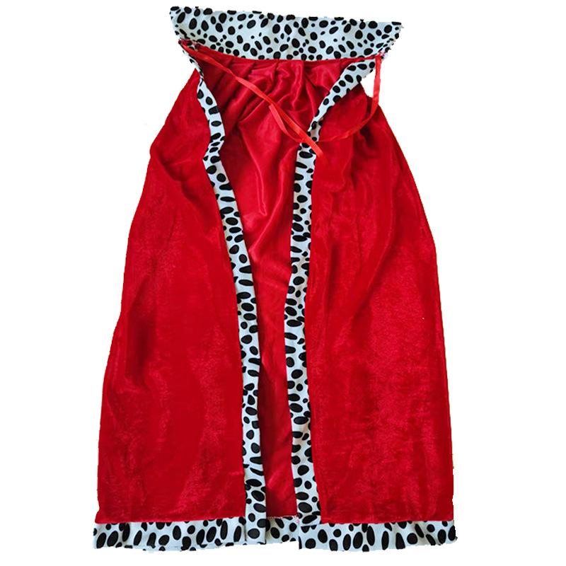 King Costume for Girls Aldult Red Cloak Robe Crown Boys Royal Prince Cape Halloween Cosplay Dress Up