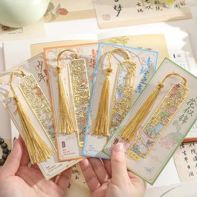 Metalowa zakładka w stylu retro chińskim z motywem kwiatowym Starożytny elegancki ażurowy klips do czytania dla studentów Prezent literacki Vintage brązowa książka