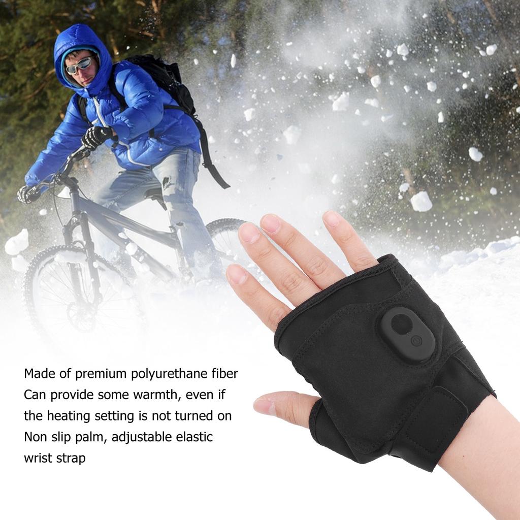 1 Pair Electric Half Hand Warmer Ultra Adjustable Elastic Wrist Strap Wide Use Electric Heated Gloves with Data Cable for Riding