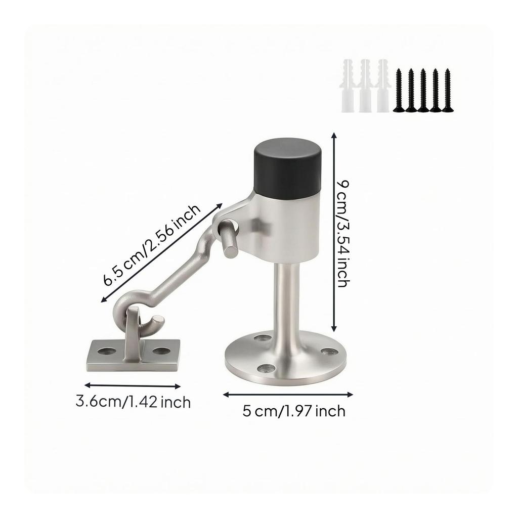 Stainless Steel Door Stopper with Hook Rust Resistant Heavy Duty Mounting Hardware