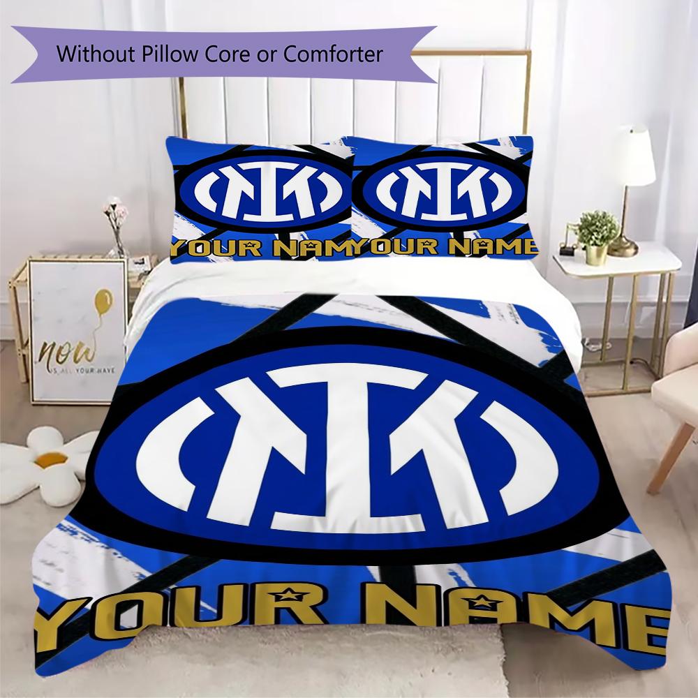Set Copripiumino con Nome Personalizzato e Motivo Inter Milan Federa Decorazione per la Casa Regalo di Compleanno (1* copripiumino+2*federe senza imbottitura)