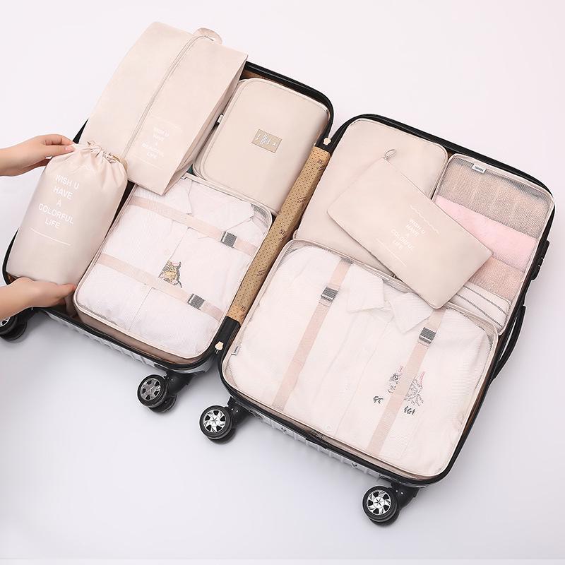 8-teiliges Reise-Organizer-Set: Tragbare Aufbewahrung für Kleidung, Schuhe und Unterwäsche