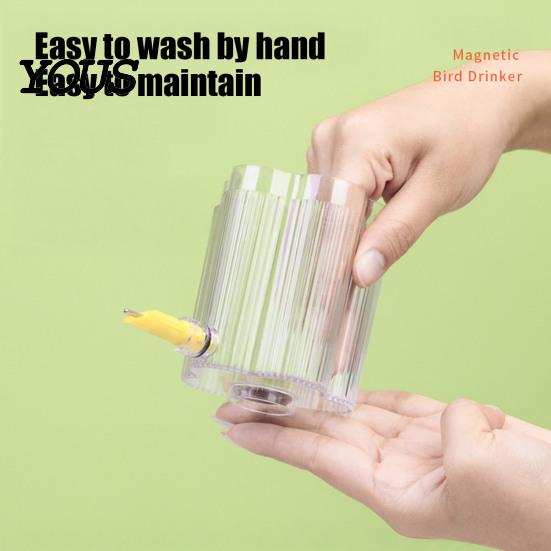 Cockatiel Water Dispenser Automatic Bird for Cage, Inside Outside Cage Mount Magnetic Parrot Bottle Feeder, Transparent Budgie Lovebird Finch